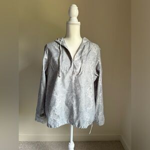 🌺$5 LIZ CLAIBORNE LIZGOLF Gray Snakeskin Print Hooded Windbreaker Jacket Sz M